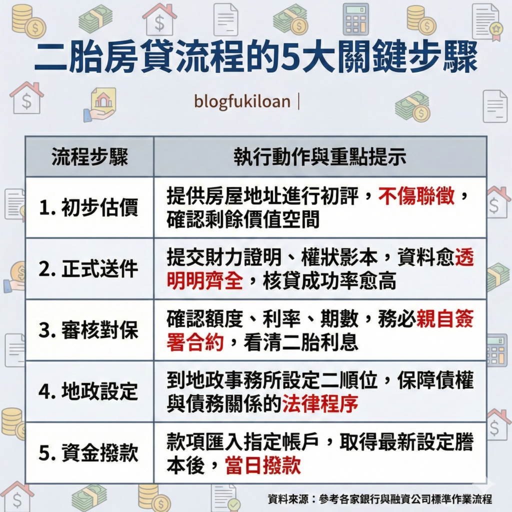 二胎房貸流程的5大關鍵步驟